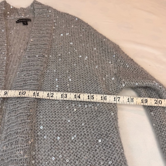 Express Gray Sequined Long Sweater - Picture 10 of 16